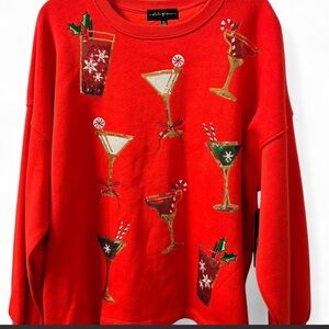 NWT Holiday Cocktail Embellished Red Sweater